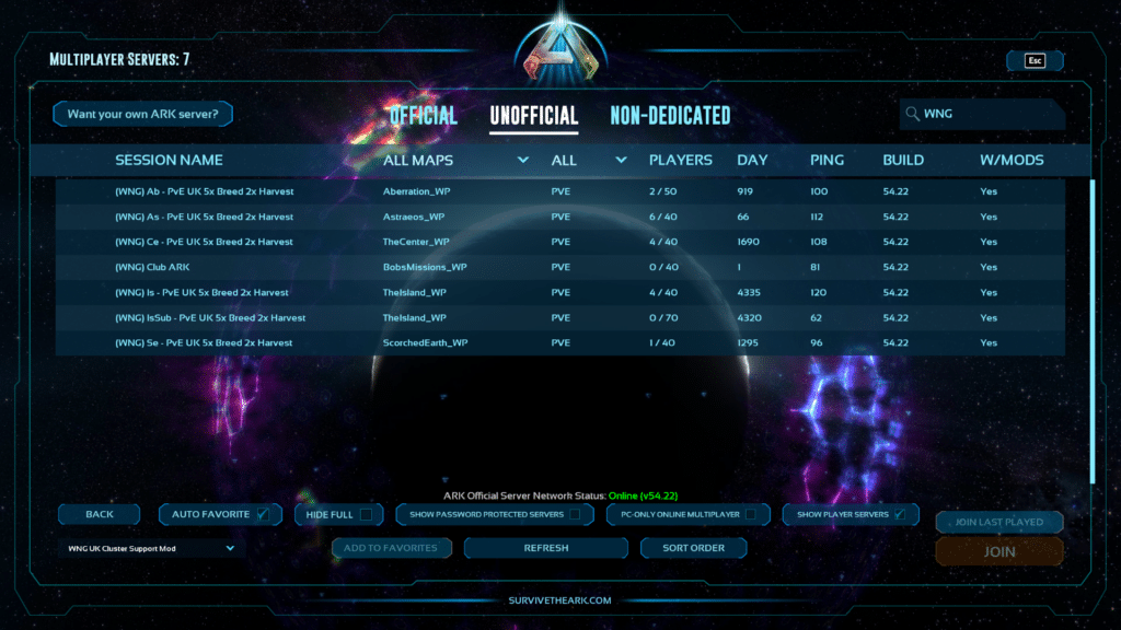 WNG ARK: Survival Ascended Servers