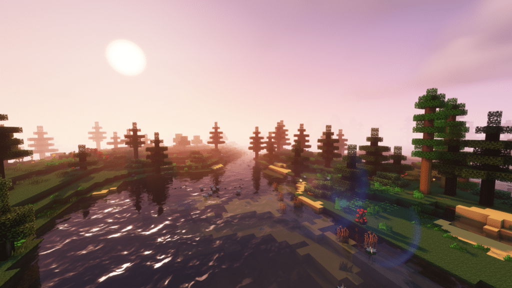 Minecraft Enigmatica 2: Sunrise Over a Lake
